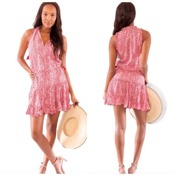 Poupette St Barth Clara Mini Dress Pink Floral - Picture 1 of 10